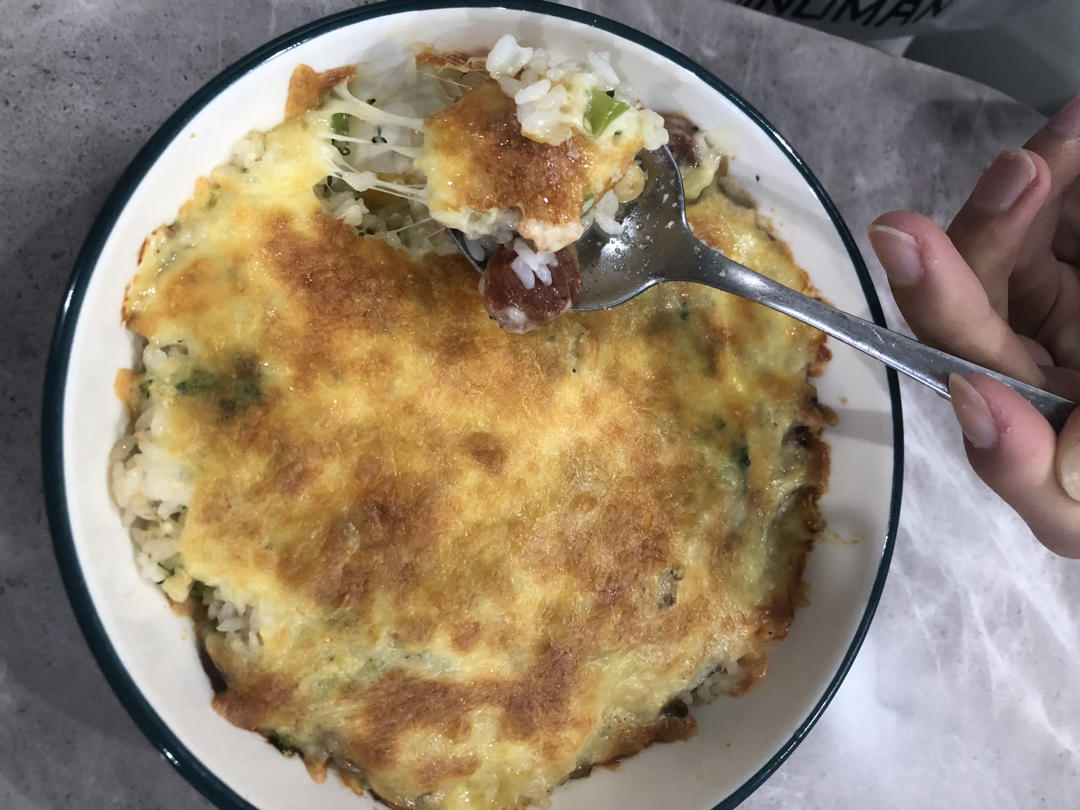 培根蘑菇芝士焗饭（烤箱版）