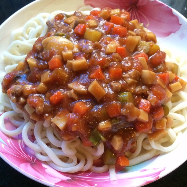 杏鲍菇杂蔬炸酱面