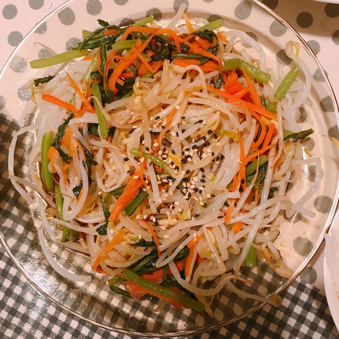 豆芽菠菜拌粉丝
