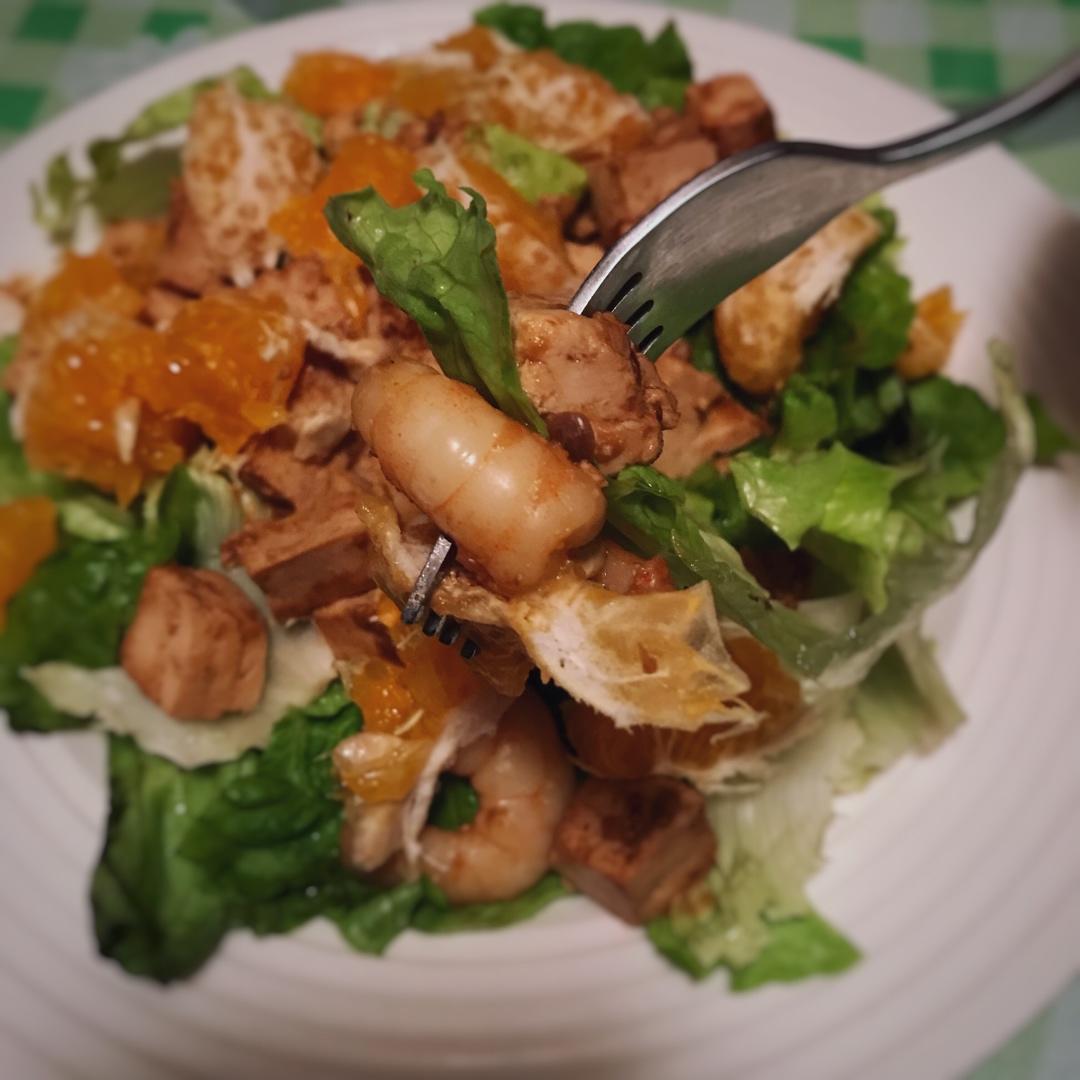 味噌姜汁豆腐虾仁橙香温沙拉【优质蛋白质】