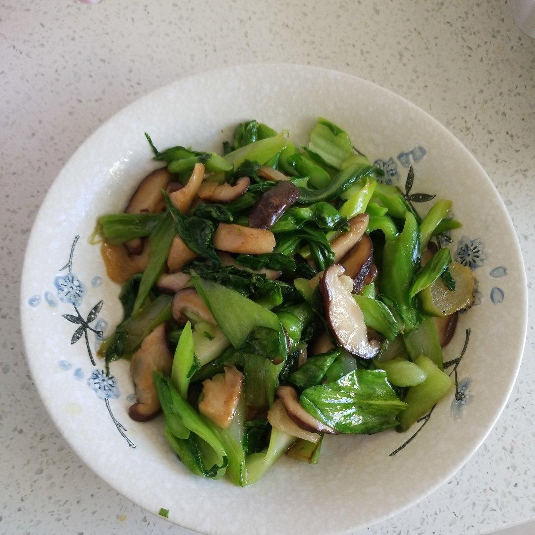小小豆丁麻麻做的清炒菜心香菇