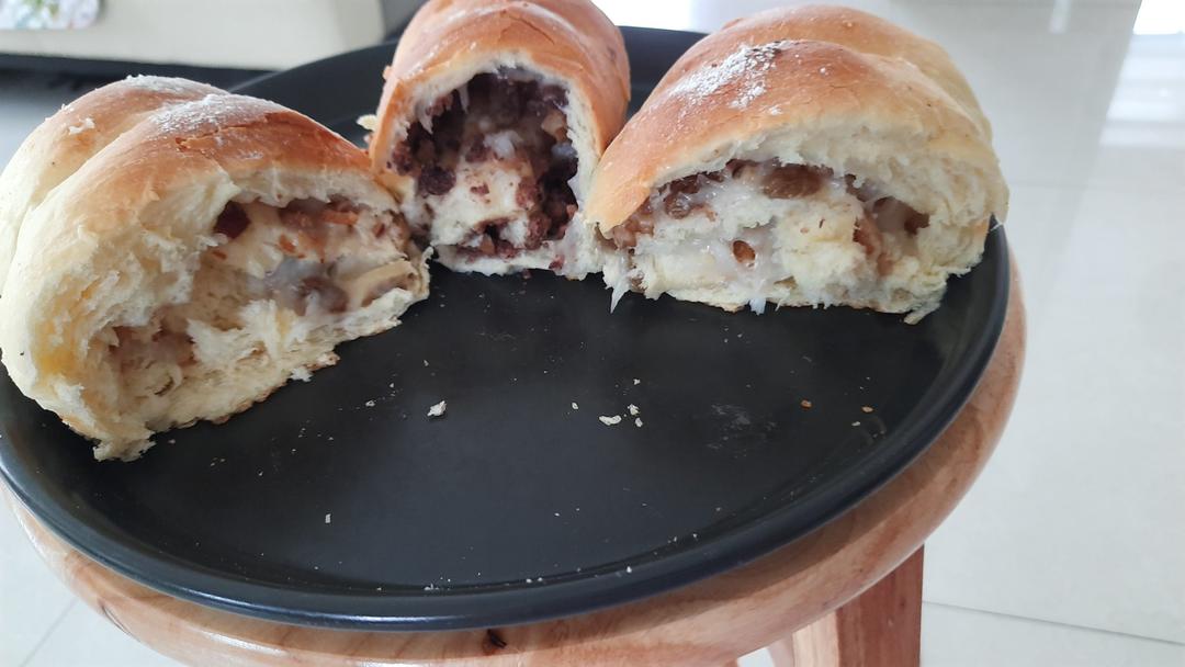 低脂低糖橄榄油红枣葡萄干核桃麻薯软欧🍞❤️👉
