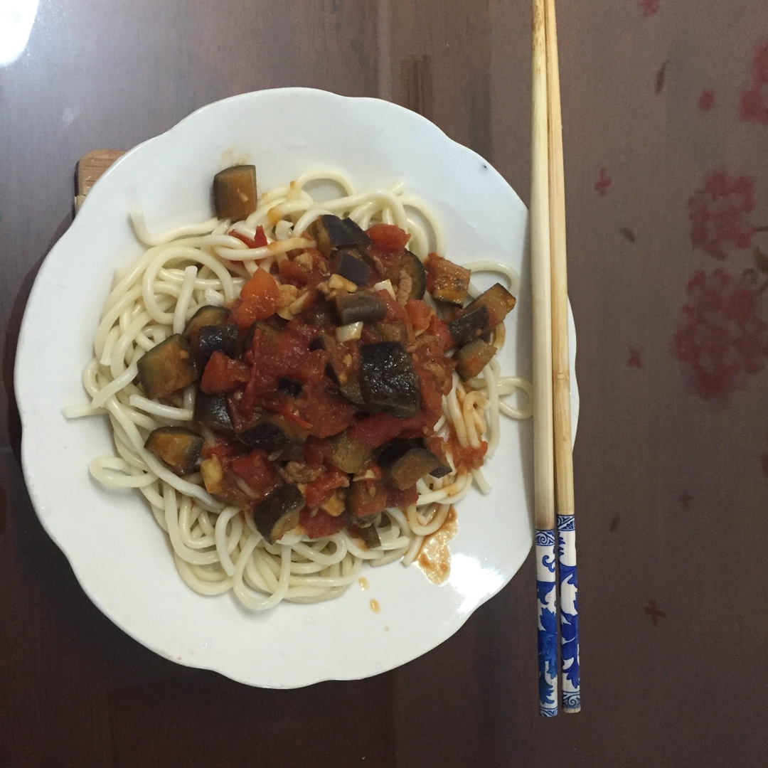 茄子肉丁打卤面