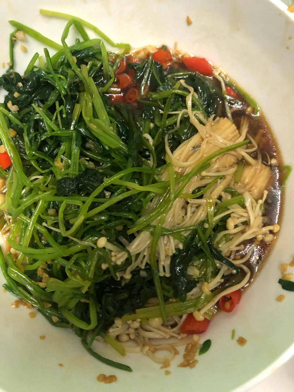 凉拌菠菜金针菇