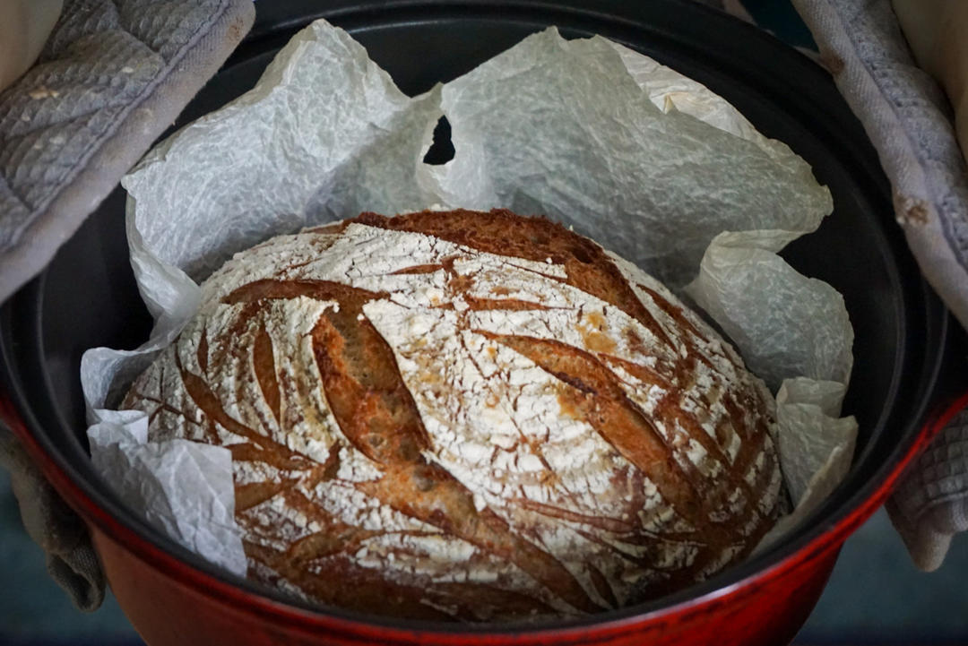 懒人必备｜无需揉的天然酵母欧包（无铸铁锅）