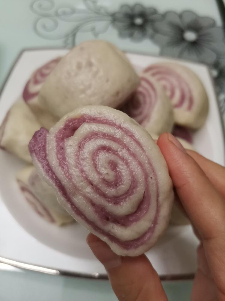 无糖紫薯双色小馒头的做法