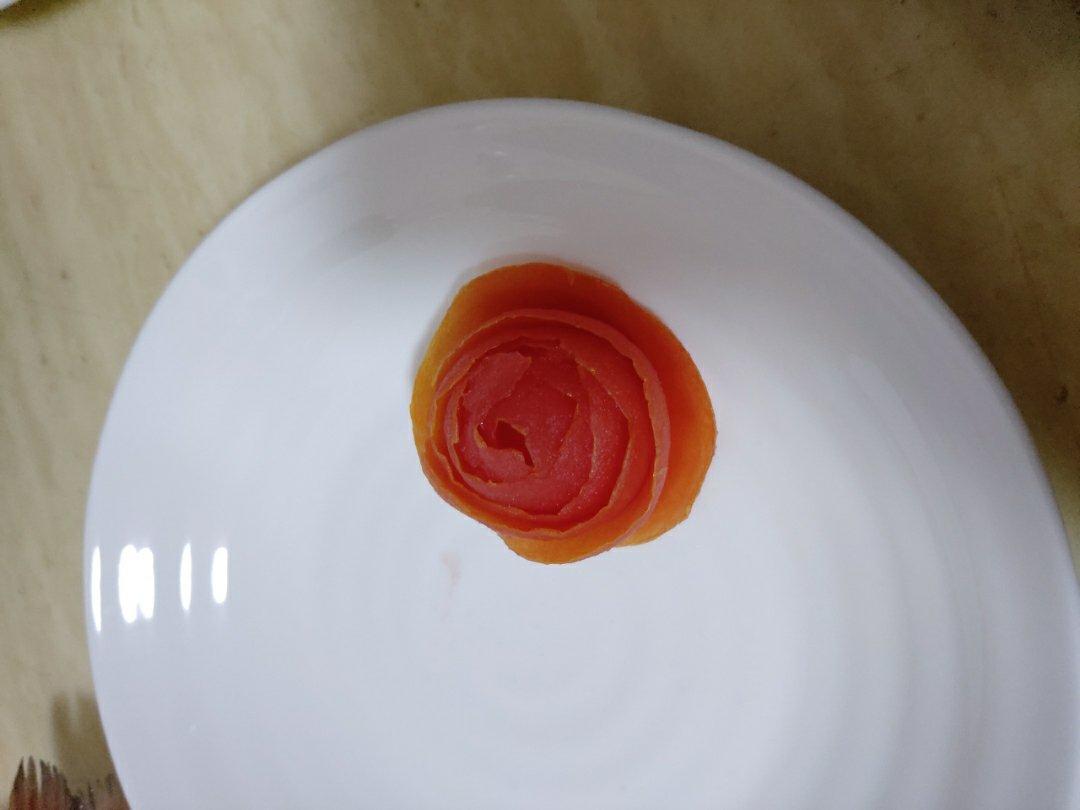 摆盘-玫瑰番茄花，一分钟学会