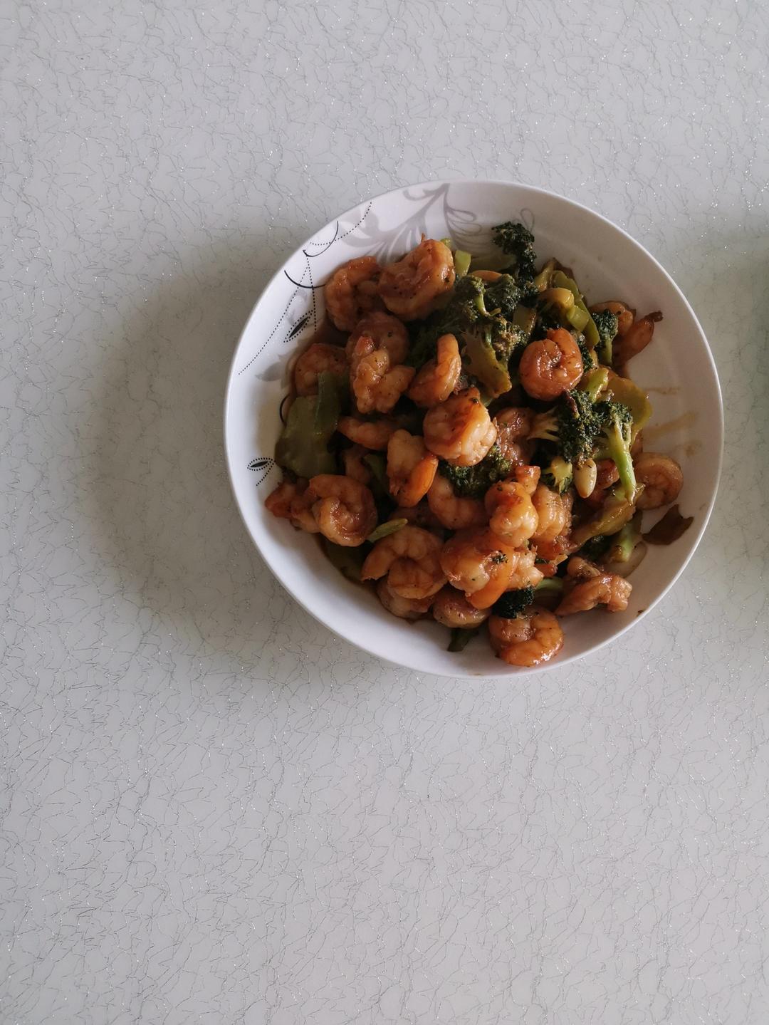 挑战100道家常菜｜半荤｜西兰花炒虾仁