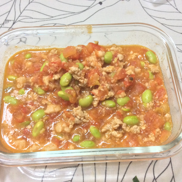 肉末番茄烧毛豆