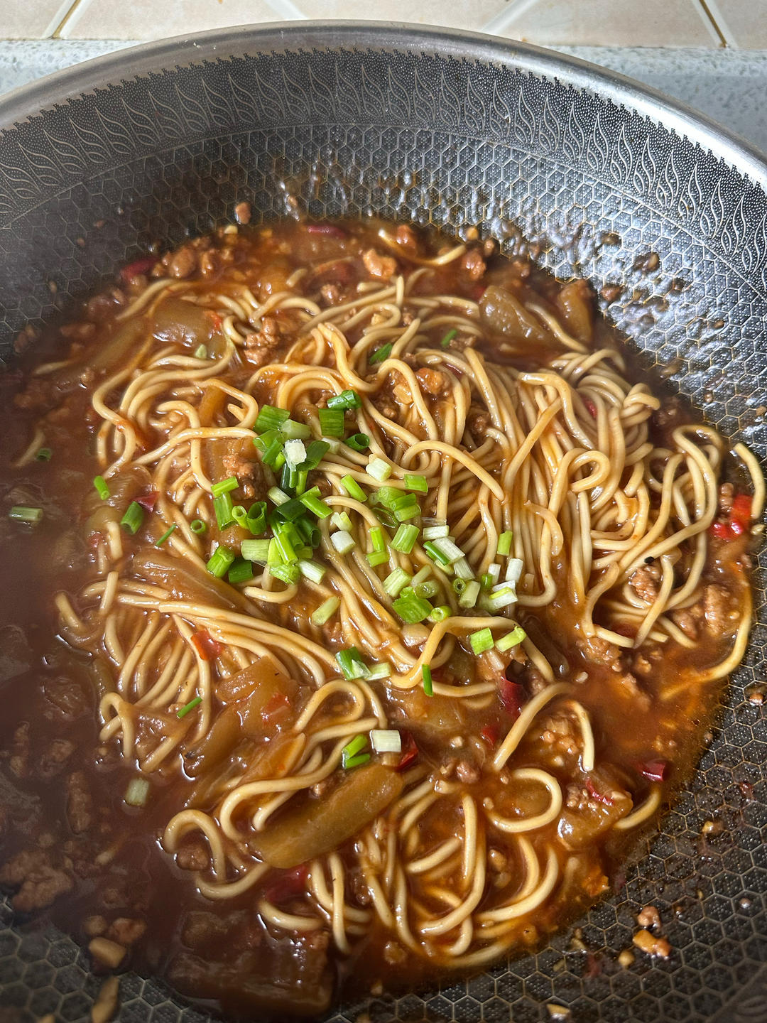 🍅西红柿肉末🍆茄子焖面🍜含泪吃了两大碗