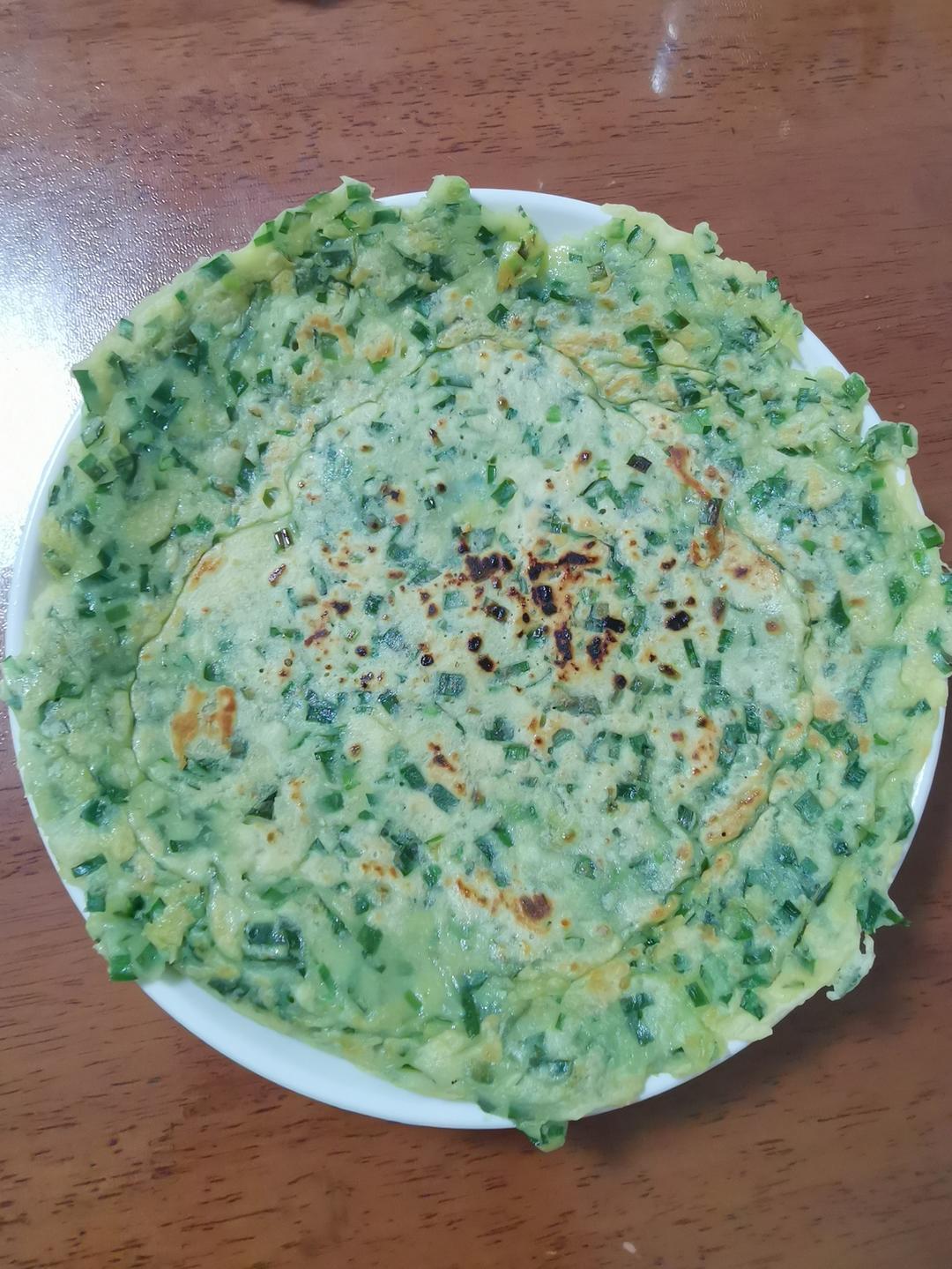 不揉面，葱花（韭菜）鸡蛋饼