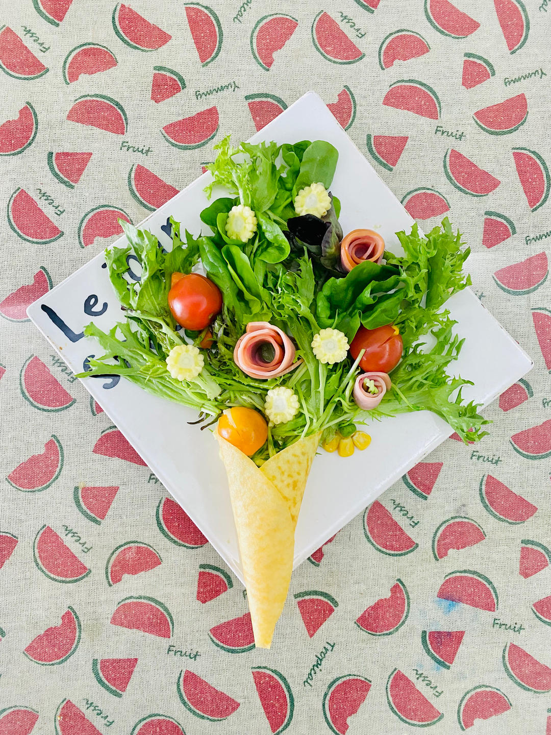 春日浪漫～花束沙拉·果蔬肉｜低卡低脂滋味足｜附4种花型做法