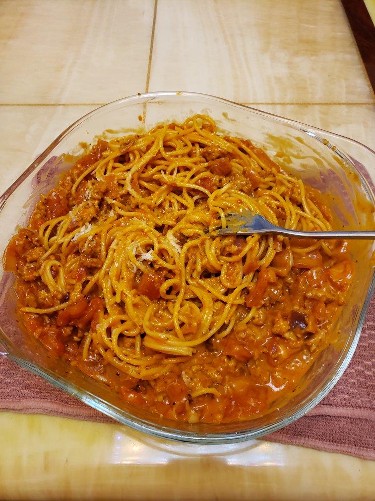 （完胜必胜客的）番茄肉酱意大利面～