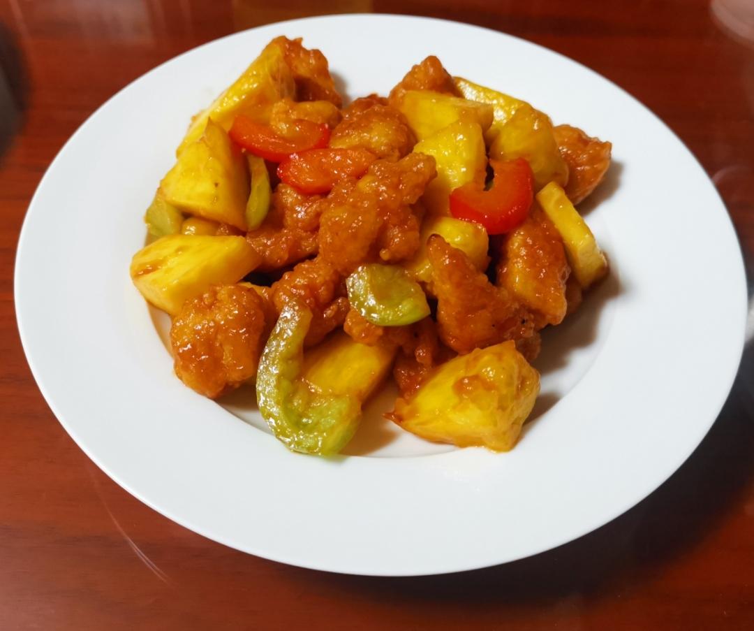 简单快手改良版～菠萝咕咾肉（用鸡米花）