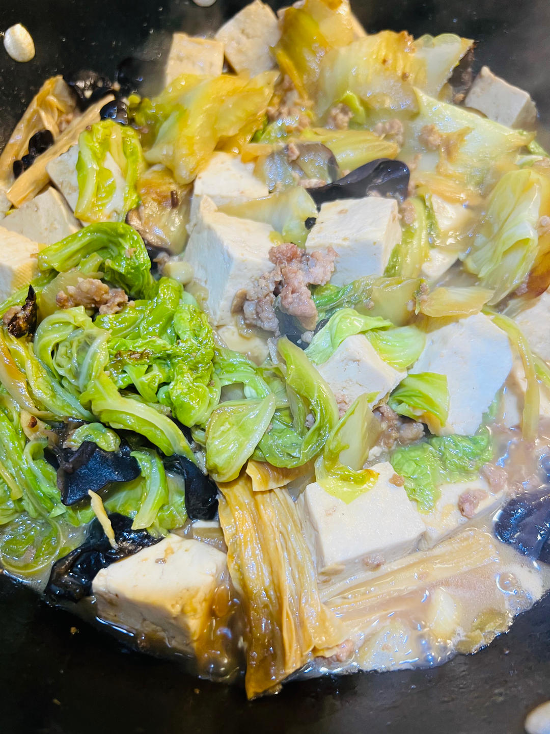 家常白菜粉条炖豆腐