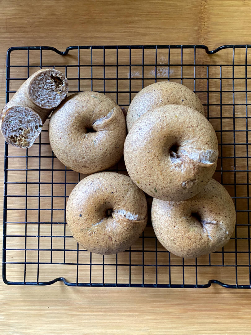 💙葱香全麦海苔芝麻肉松贝果--全宇宙最好吃的咸贝果