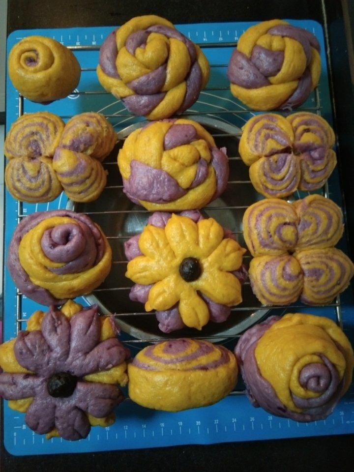 南瓜紫薯花样馒头