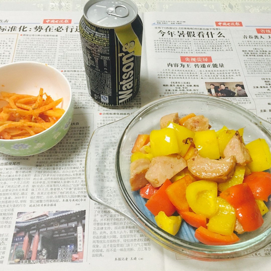 彩椒鸡蛋炒午餐肉