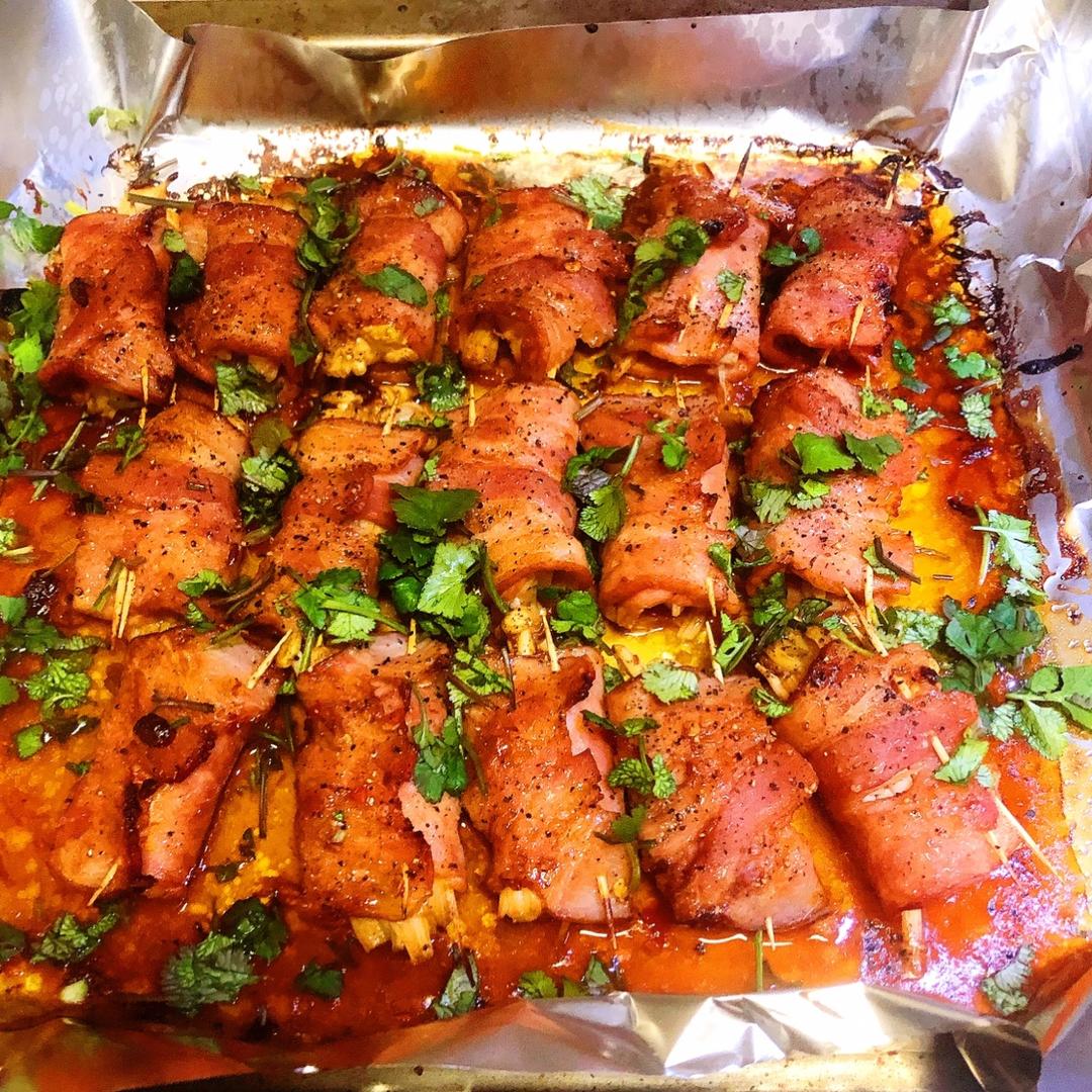 烤箱无油版培根金针菇卷