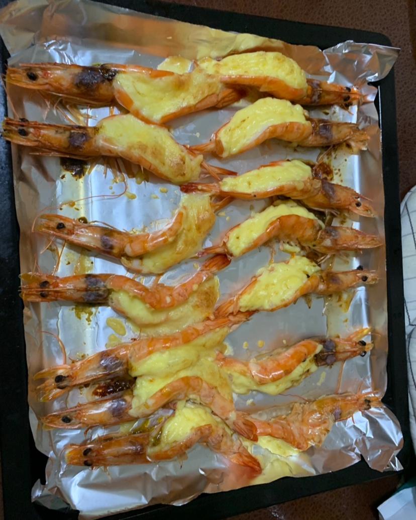 超简单烤箱蛋黄酱芝士开背虾