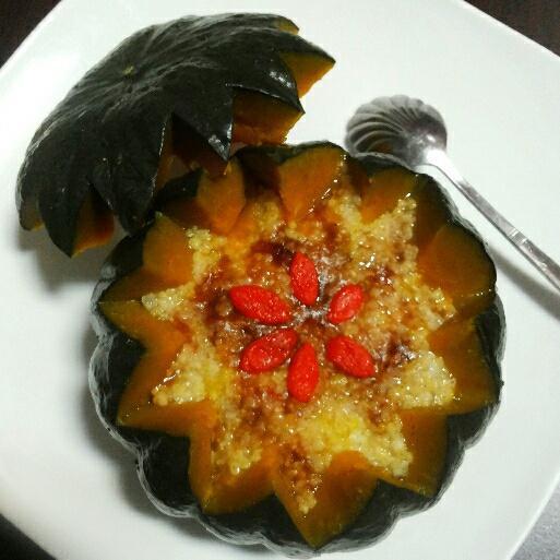 南瓜盅黄米饭（主食）的做法