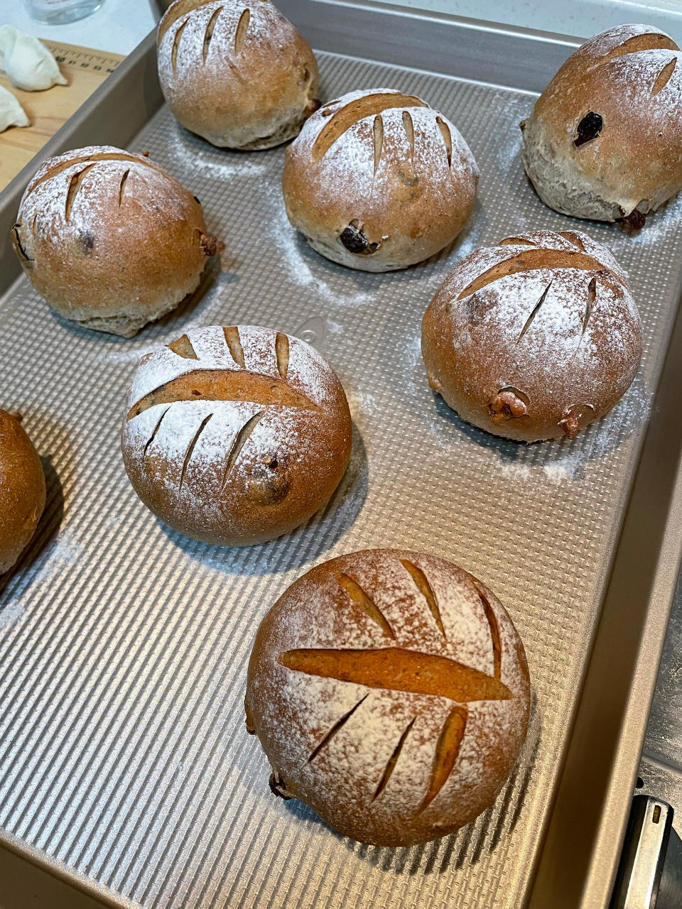 低油低糖，50%全麦核桃提子软欧~