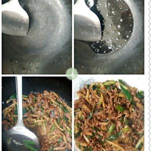 福安菜:嫩姜葱爆炒牛肉的做法 步骤4