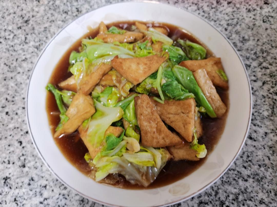 酱香浓郁❗️超级好吃的煎豆腐烧手撕包菜
