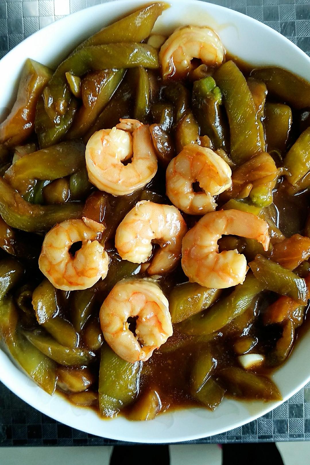 一米关心做的茄子炒虾仁