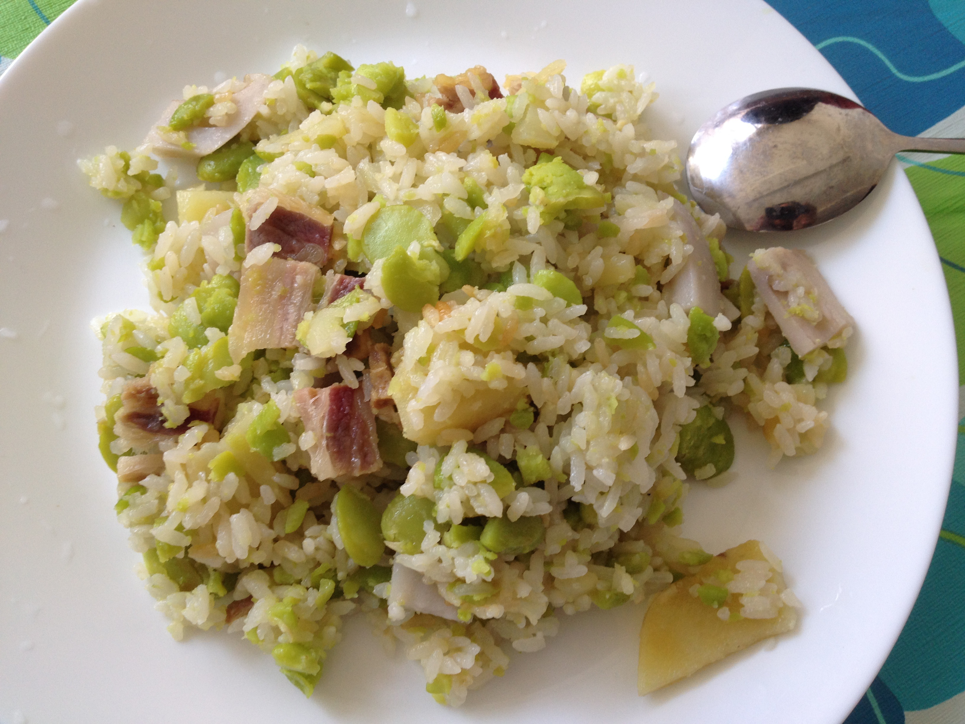 佚乐乐做的咸肉蚕豆饭