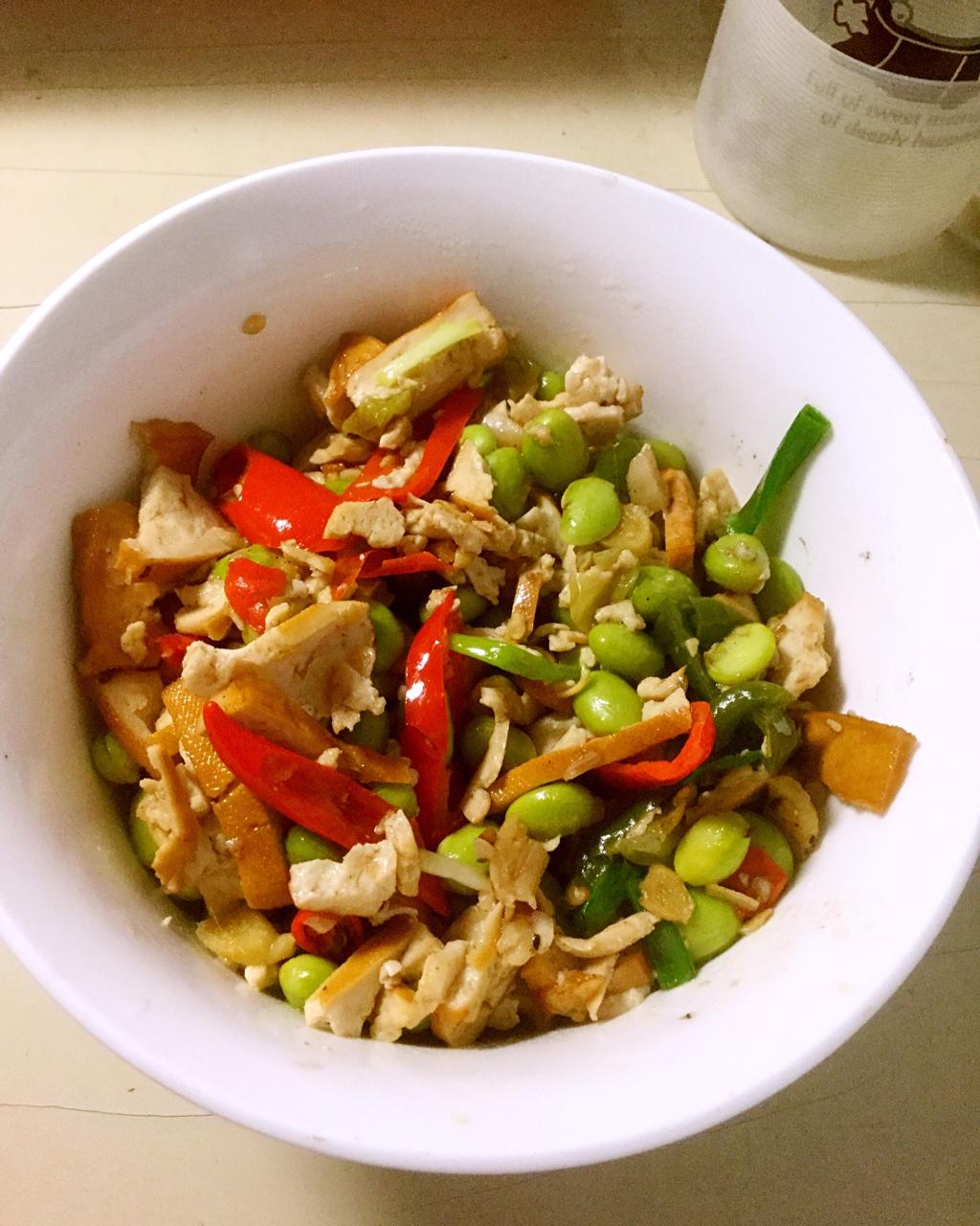 姜米香干炒毛豆