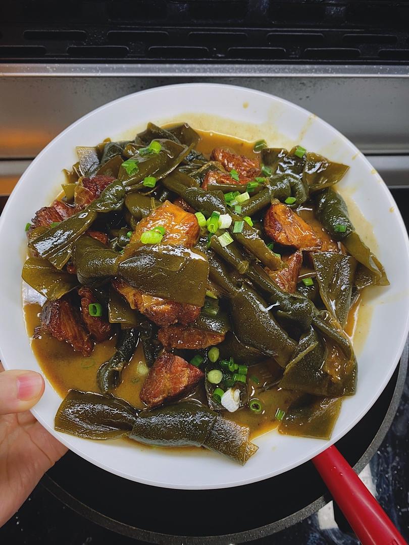吃货李某某做的红烧肉炖海带