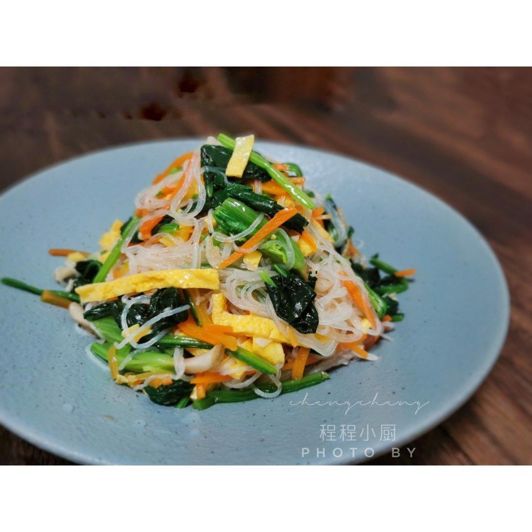 凉拌菠菜胡萝卜鸡蛋粉丝