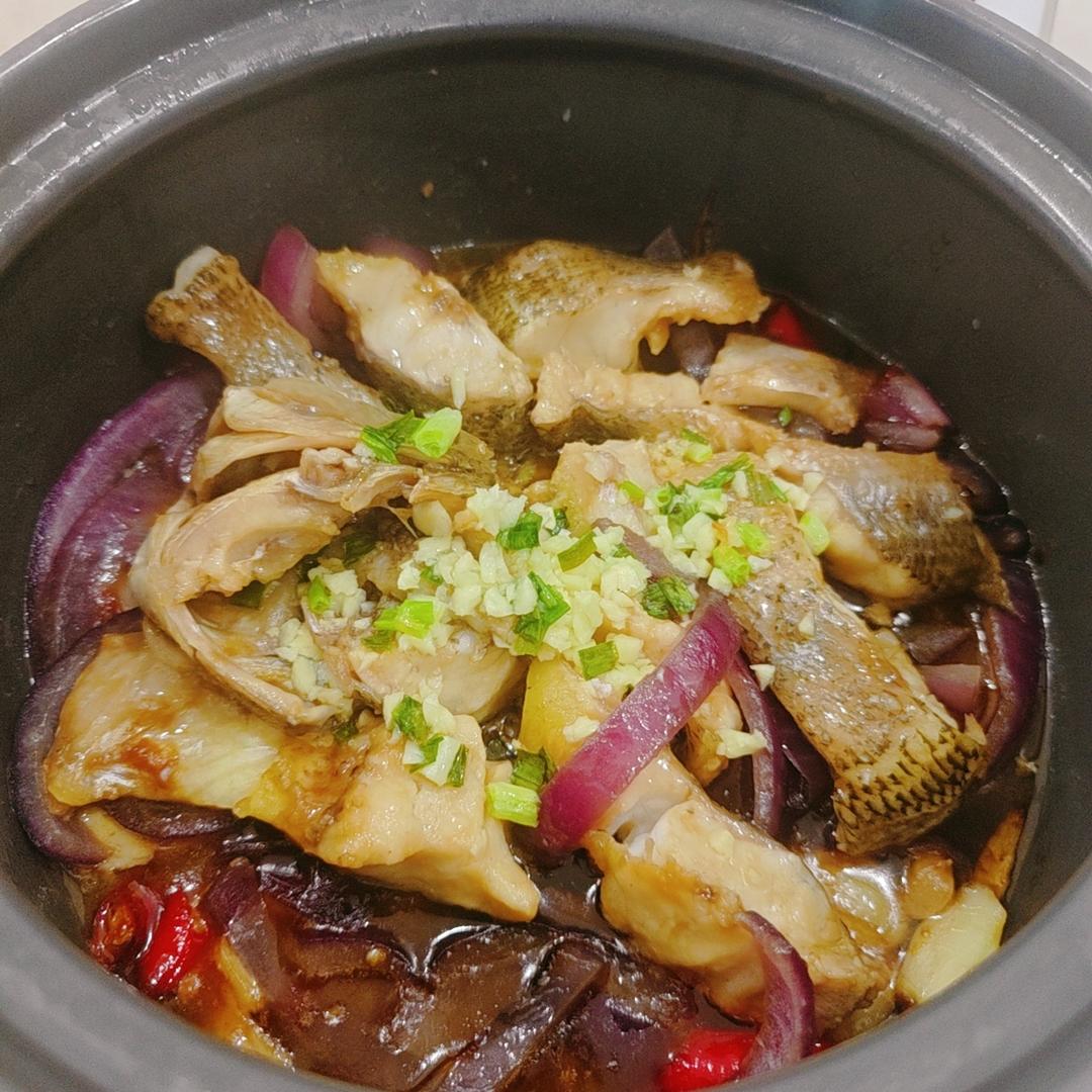 葱香焗鲈鱼