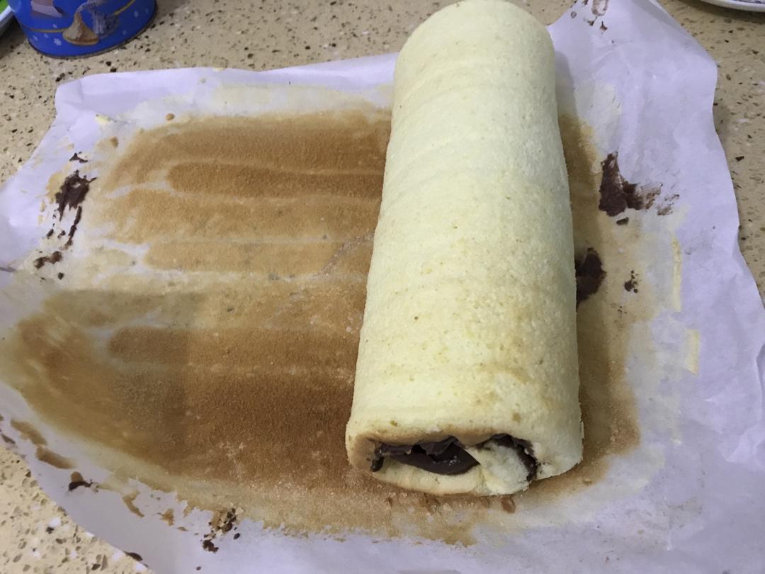 初学者毛巾面巧克力奶油卷蛋糕（可可粉，香草精）