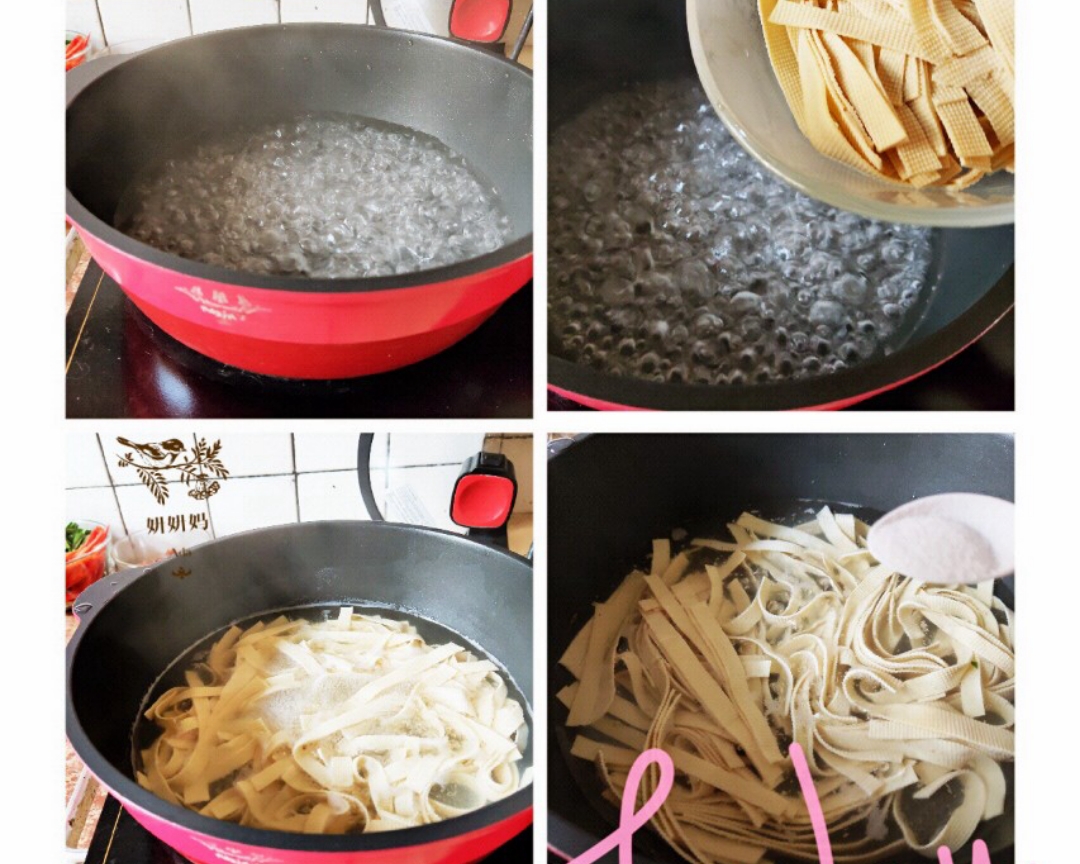 肉丝豆腐皮炒♨韭菜丨马克西姆不粘锅的做法 步骤4