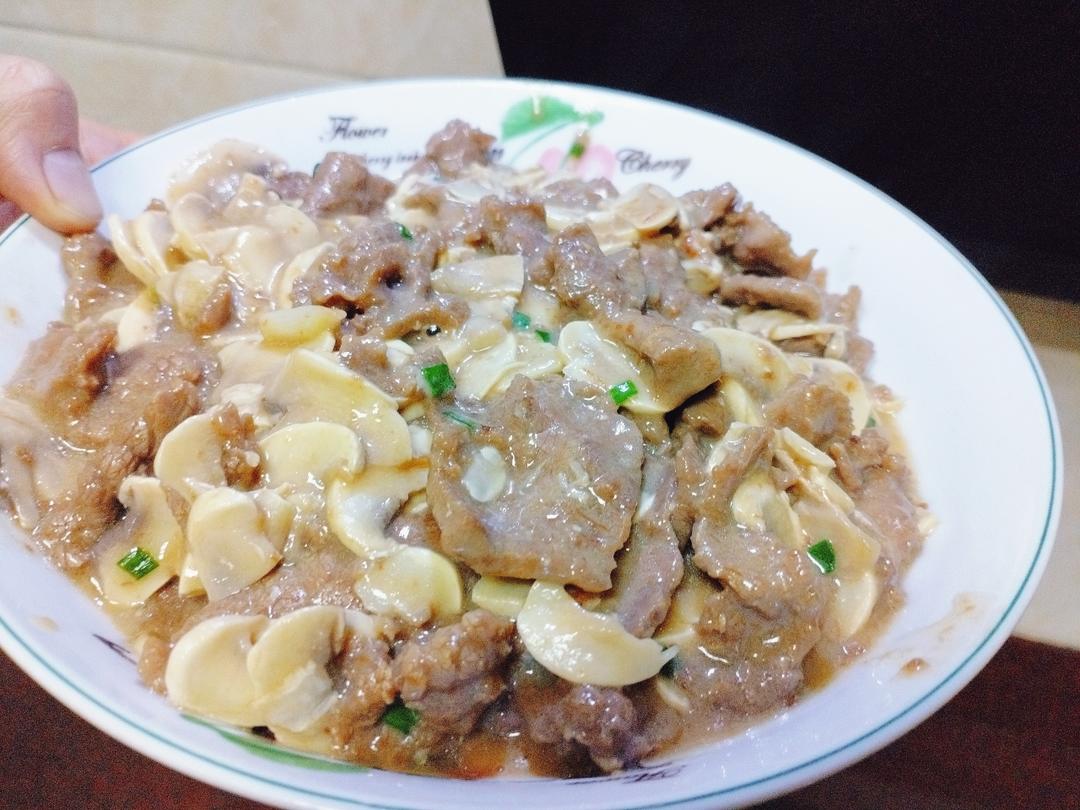 今日菜谱：牛肉口蘑