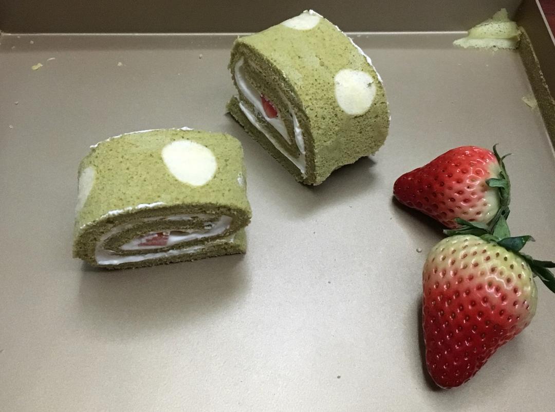 抹茶波点（条纹）蛋糕卷