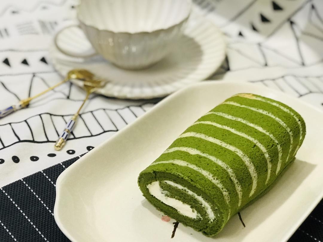抹茶波点（条纹）蛋糕卷
