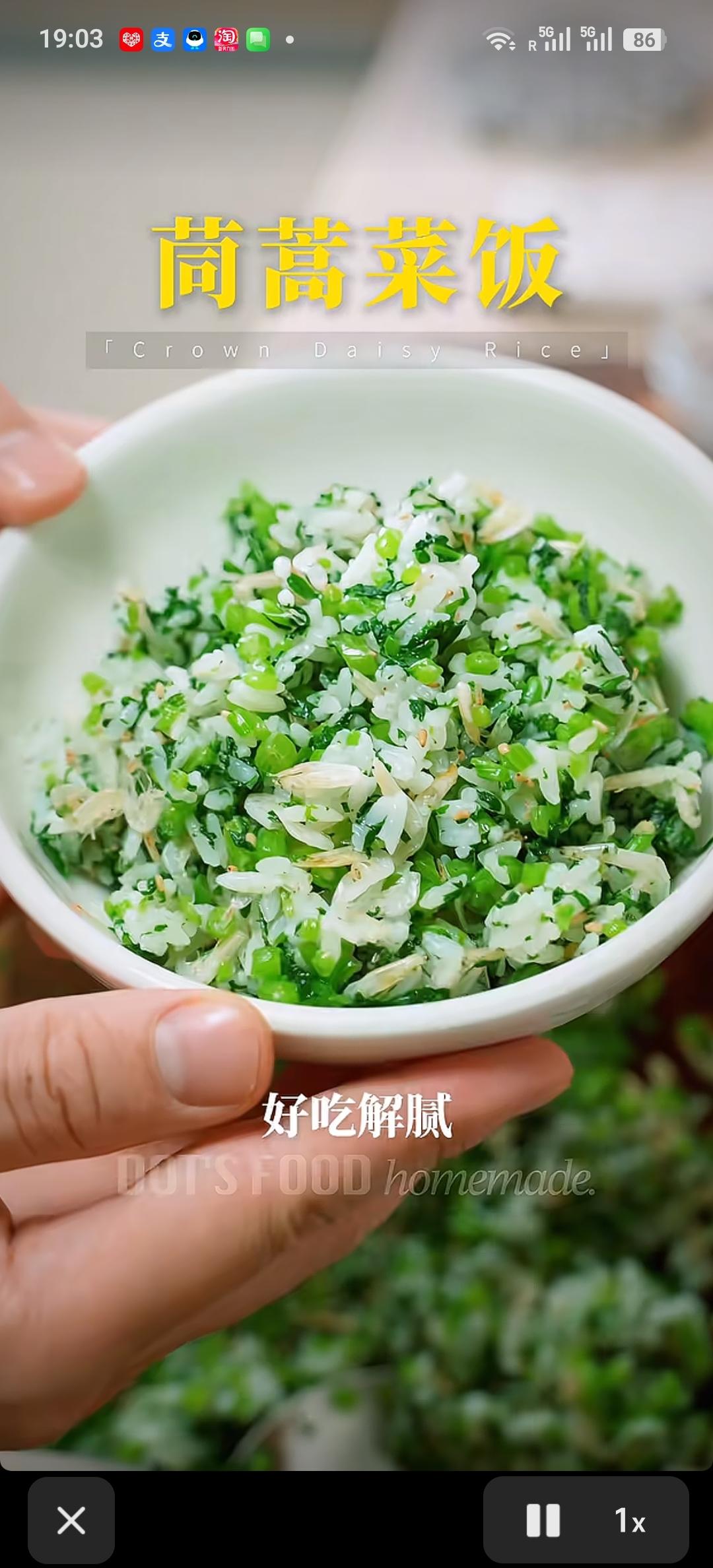 茼蒿虾皮拌饭
