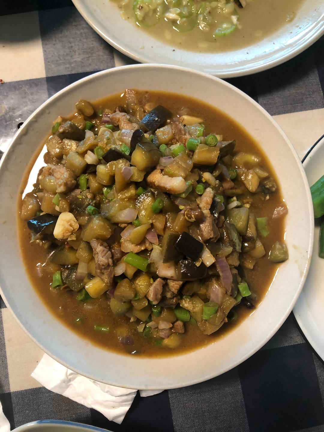 茄子肉丁打卤面