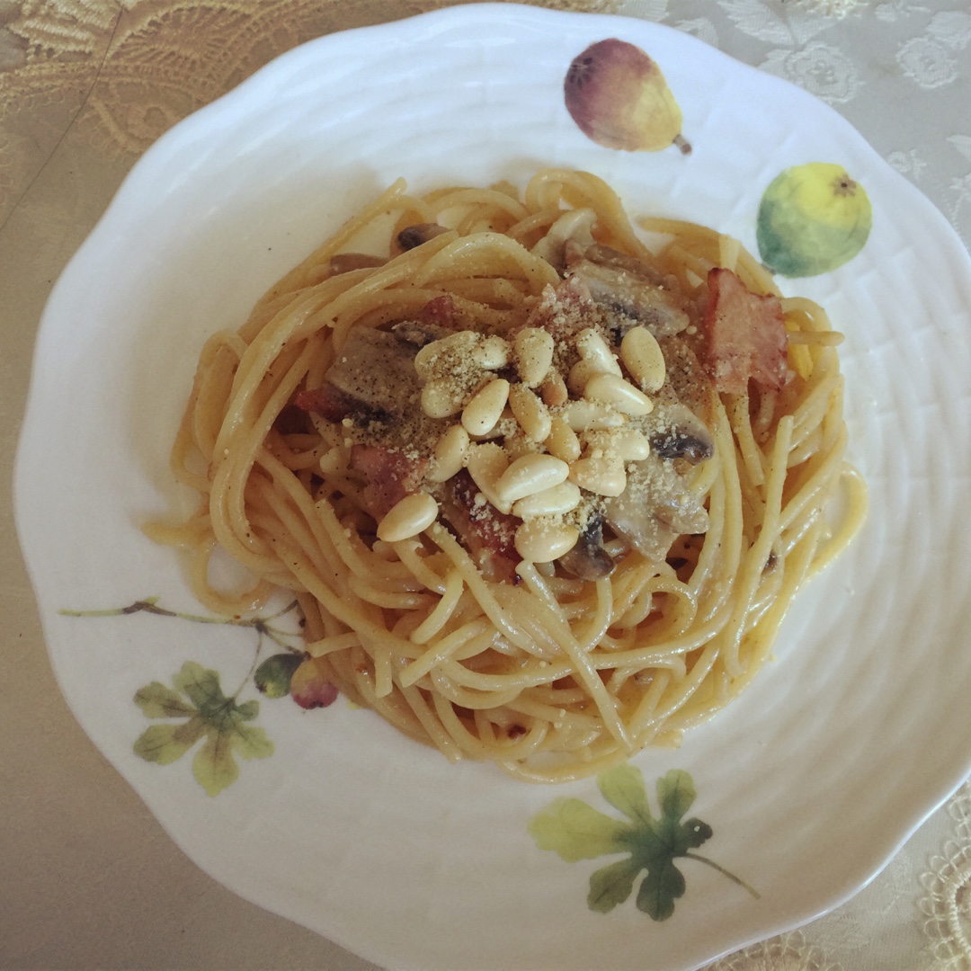 奶油蘑菇培根意面