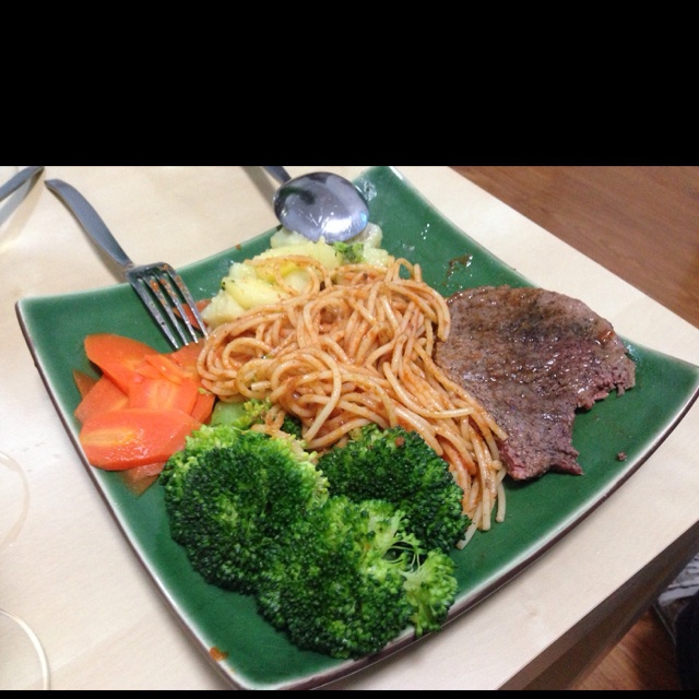 黑椒牛排（配土豆/鸡蛋，意面/蔬菜）