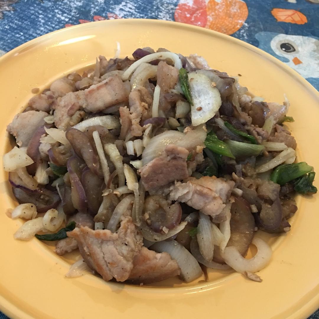 日式茄子五花肉小炒