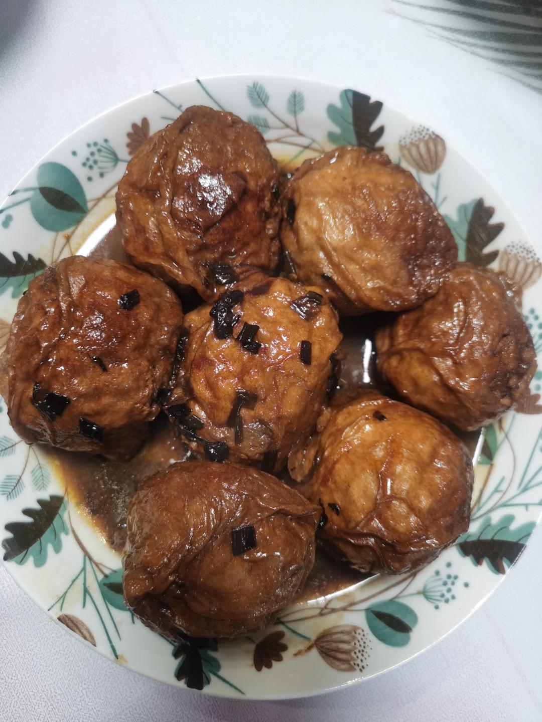 红烧油面筋塞肉