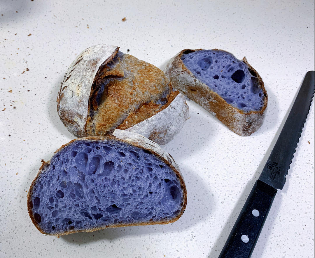 【天然酵种】蝶豆花双色硬欧