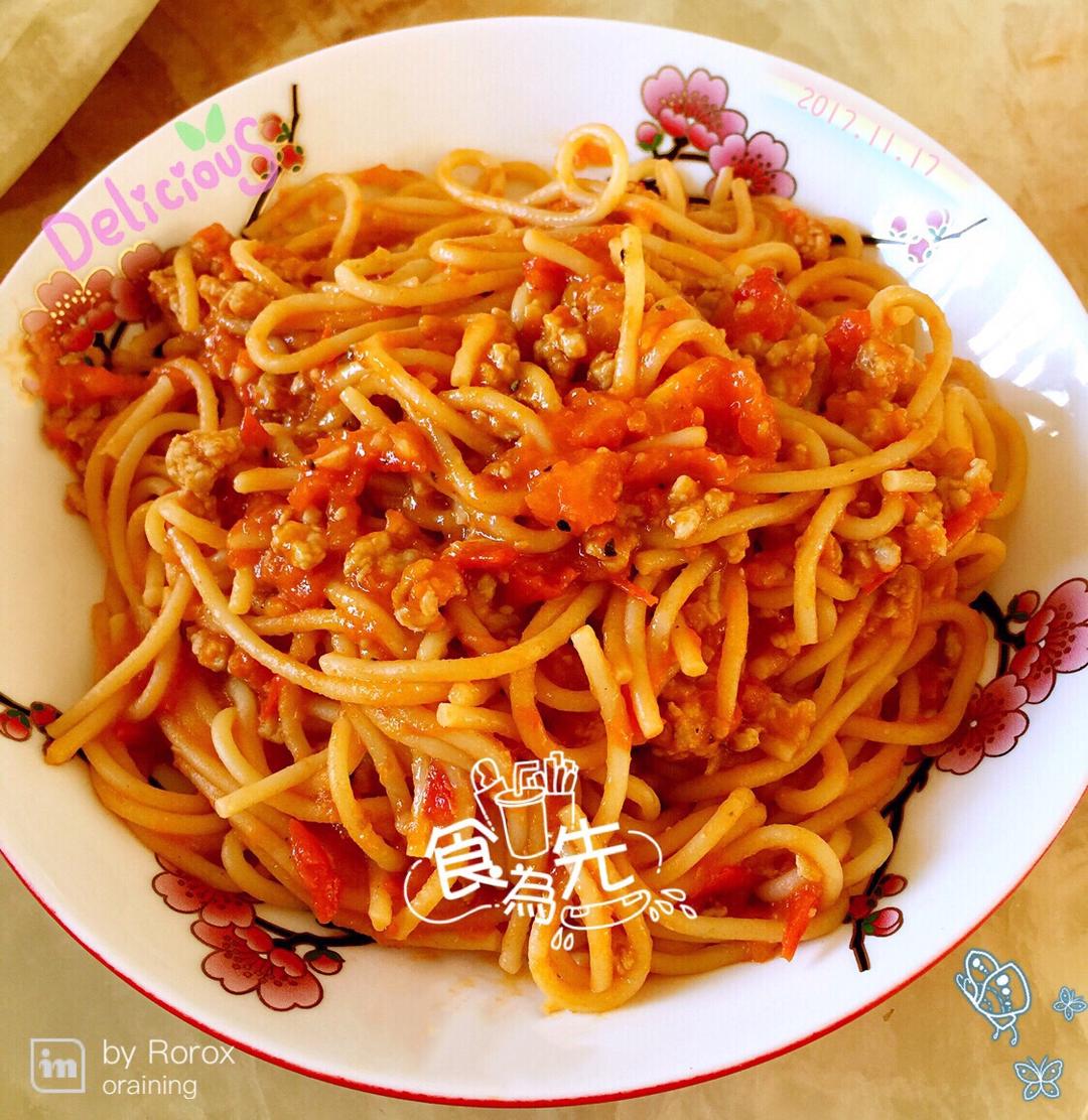 （完胜必胜客的）番茄肉酱意大利面～