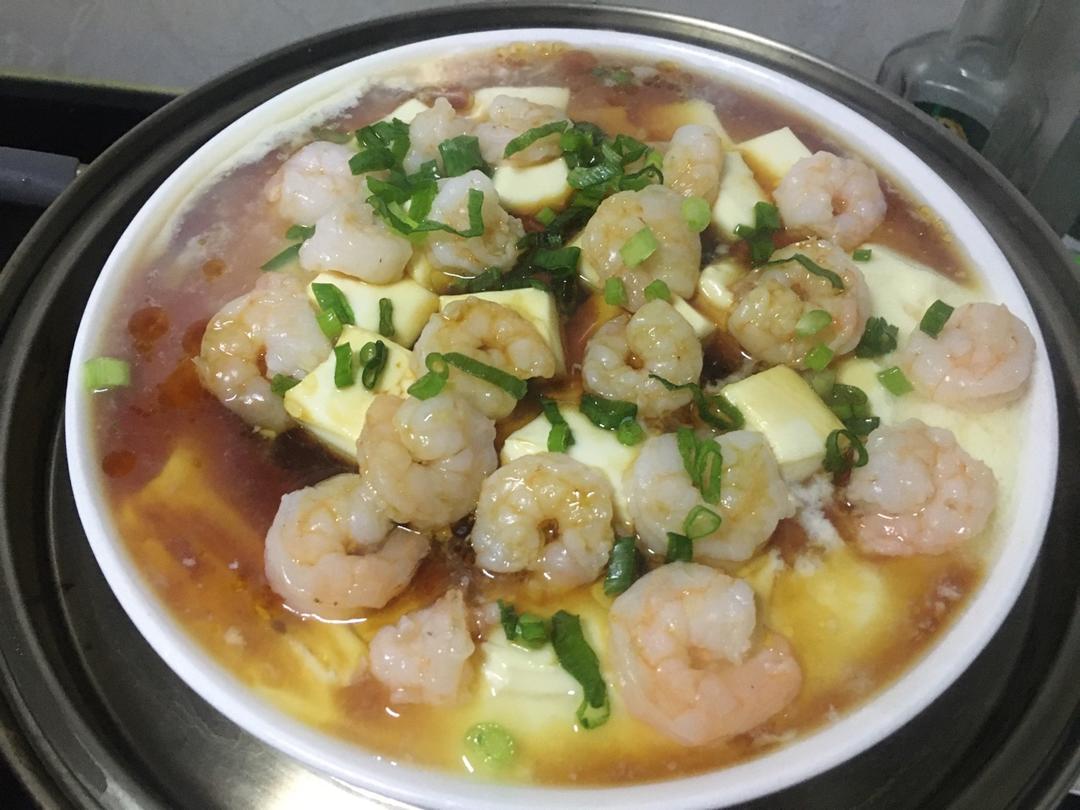 虾仁豆腐蒸水蛋