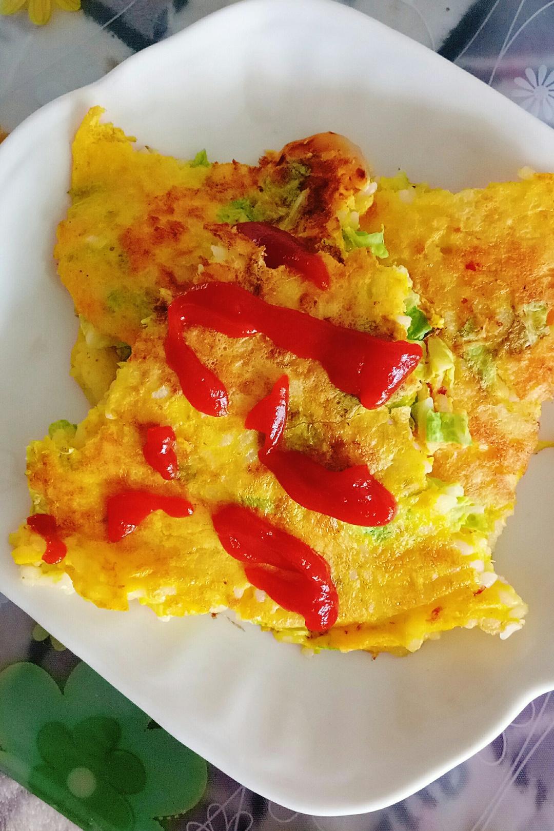 剩饭新吃法～米香鸡蛋饼