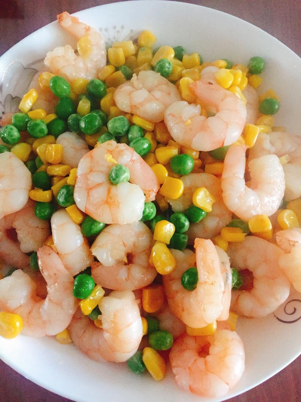 嘴大吃四方的饕餮做的青豆玉米虾仁